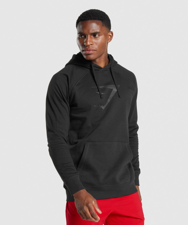 Gymshark Sharkhead Infill Kapüşonlu Sweatshirt Erkek Siyah | 470-HDNQYR