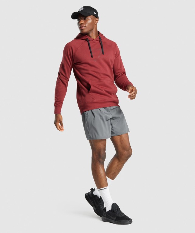 Gymshark Sharkhead Infill Kapüşonlu Sweatshirt Erkek Bordo | 931-BTRHXK