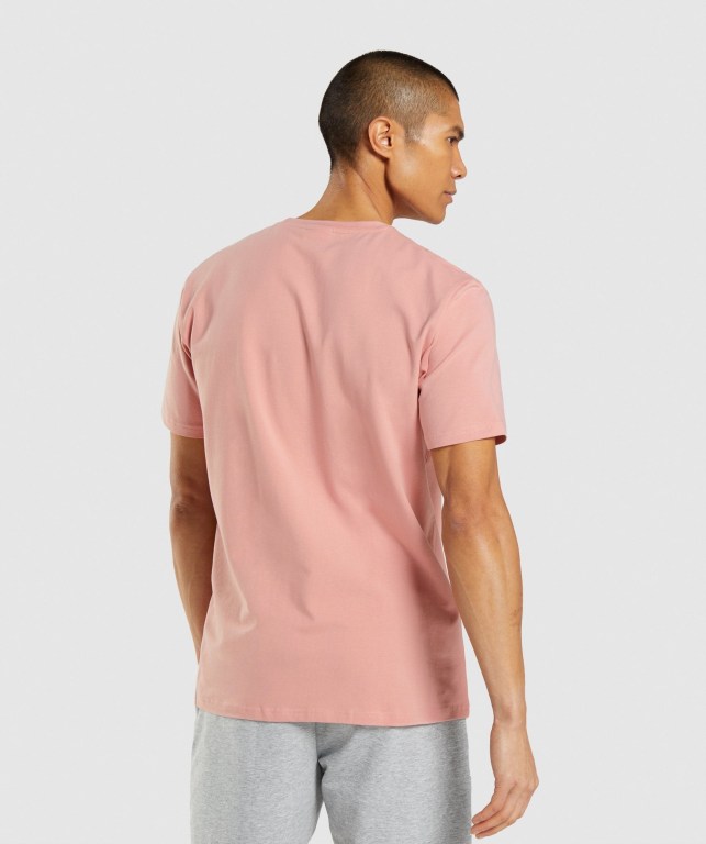 Gymshark Sharkhead Infill Tişört Erkek Pembe | 365-SLCMXF