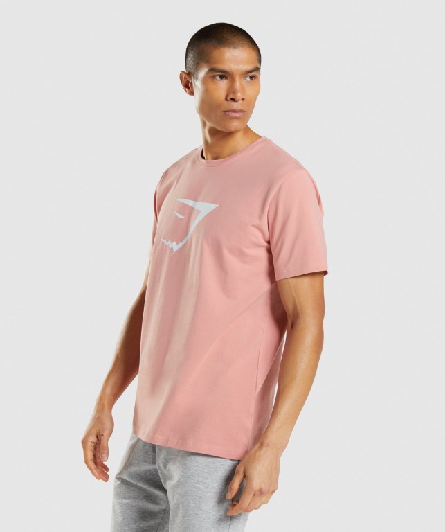 Gymshark Sharkhead Infill Tişört Erkek Pembe | 365-SLCMXF