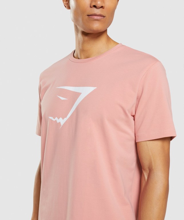 Gymshark Sharkhead Infill Tişört Erkek Pembe | 365-SLCMXF