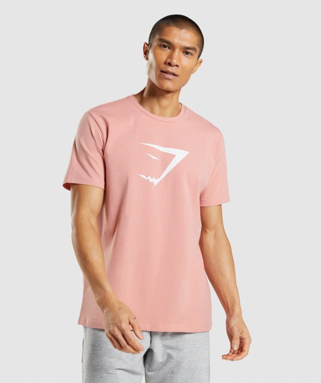 Gymshark Sharkhead Infill Tişört Erkek Pembe | 365-SLCMXF