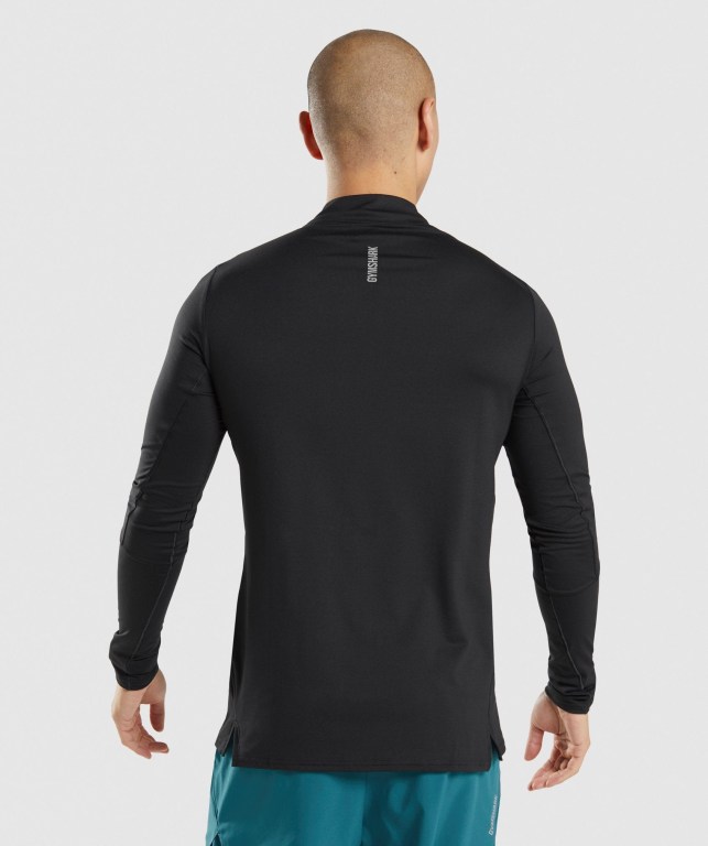 Gymshark Speed 1/4 Zip Kapüşonlu Sweatshirt Erkek Siyah | 182-KOIBJG