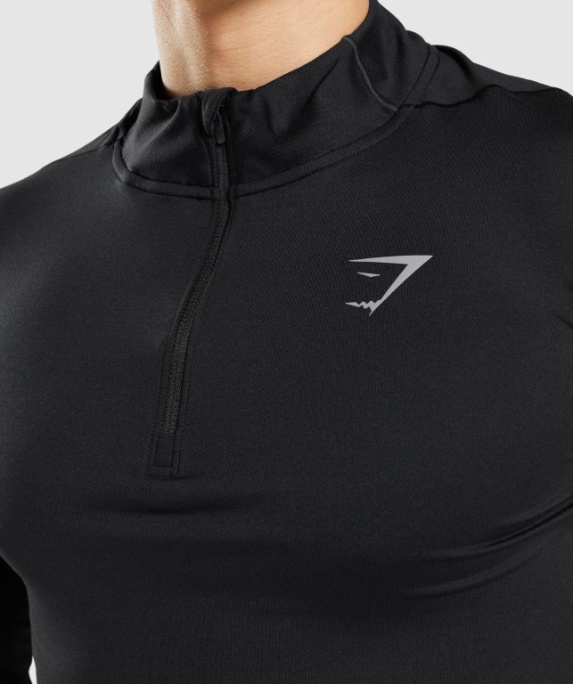 Gymshark Speed 1/4 Zip Kapüşonlu Sweatshirt Erkek Siyah | 182-KOIBJG