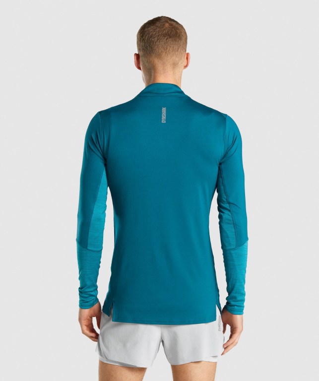 Gymshark Speed 1/4 Zip Kapüşonlu Sweatshirt Erkek Turkuaz | 483-QJHYIN