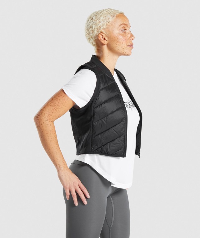 Gymshark Speed Gilet Ceket Kadın Siyah | 368-WKQFHZ