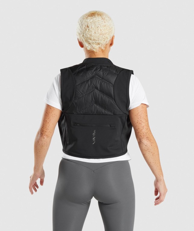 Gymshark Speed Gilet Ceket Kadın Siyah | 368-WKQFHZ