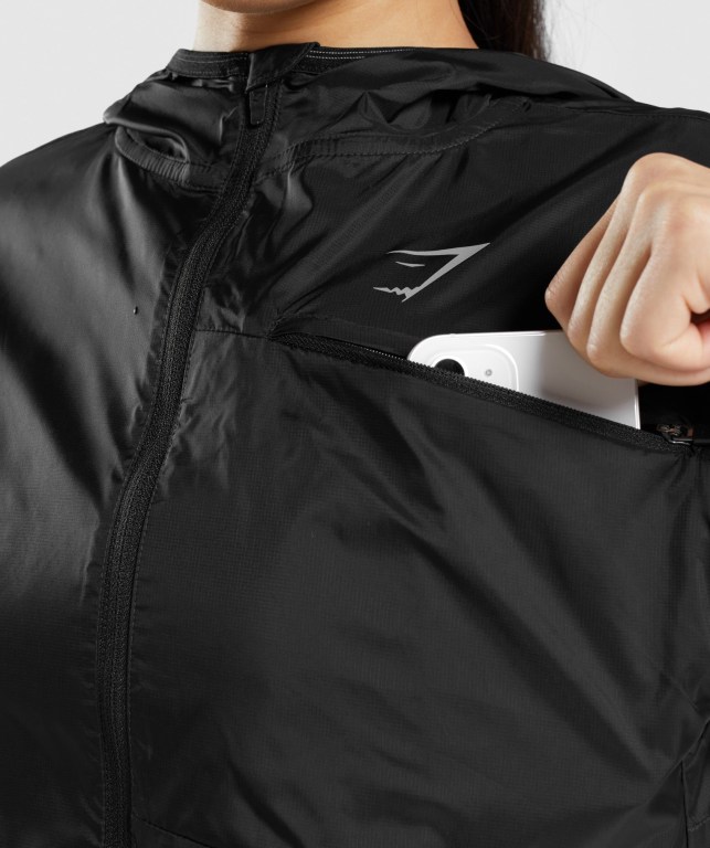 Gymshark Speed Windbreaker Ceket Kadın Siyah | 062-MZJHWL