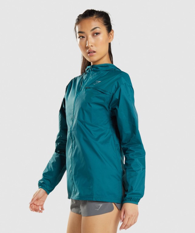 Gymshark Speed Windbreaker Ceket Kadın Turkuaz | 619-XOUSLW