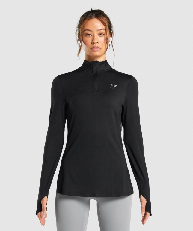 Gymshark Speed Zip-Up Kapüşonlu Sweatshirt Kadın Siyah | 231-CAHOJQ