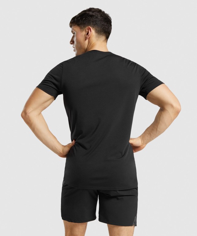 Gymshark Sports Tişört Erkek Siyah | 213-WGBCXL