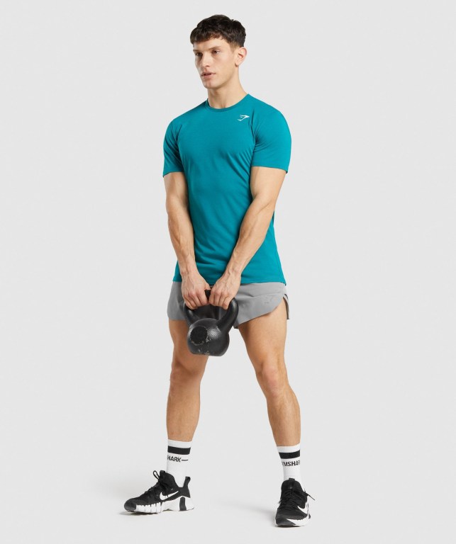 Gymshark Sports Tişört Erkek Turkuaz | 368-HLOAPY