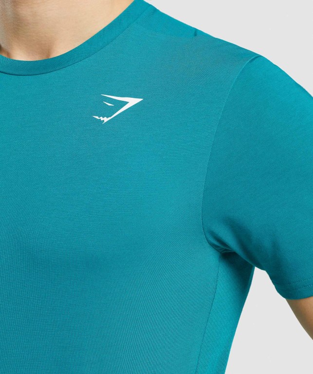 Gymshark Sports Tişört Erkek Turkuaz | 368-HLOAPY