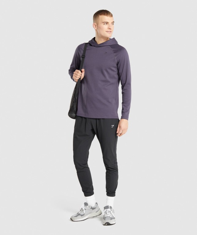 Gymshark Studio Kapüşonlu Sweatshirt Erkek Koyu Mor | 451-YSNMRL