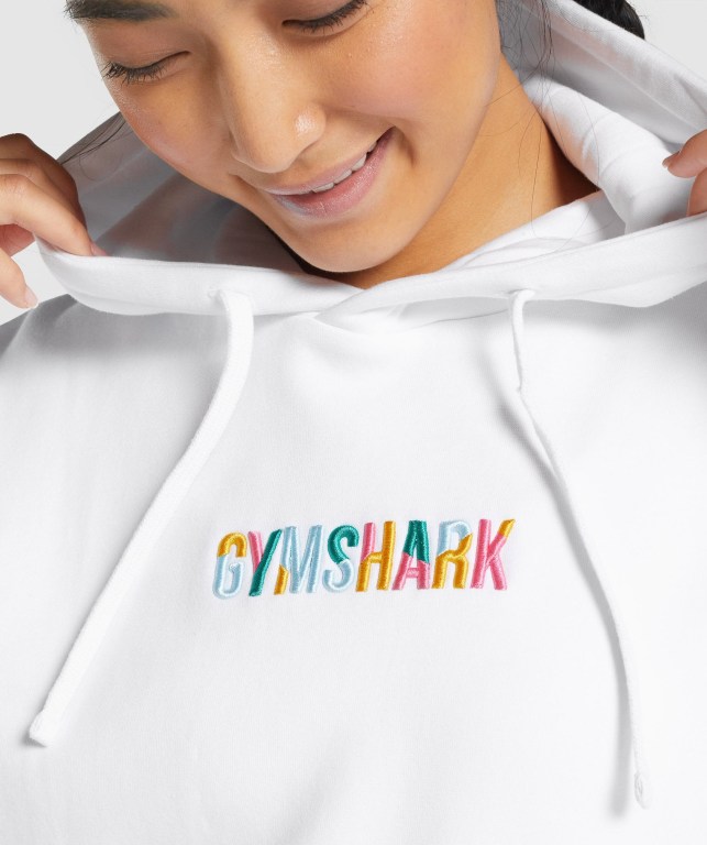 Gymshark Sundae Graphic Oversized Kapüşonlu Sweatshirt Kadın Beyaz | 531-BGTJUP