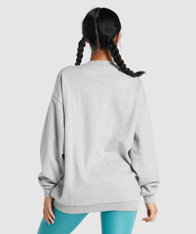 Gymshark Sundae Graphic Oversized Sweatshirt Kapüşonlu Sweatshirt Kadın Açık Gri | 541-FECSNI