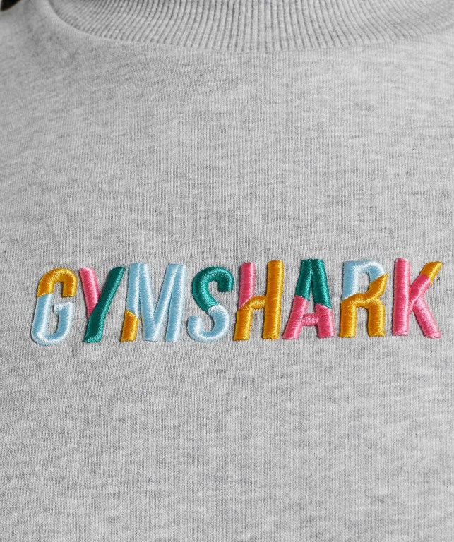 Gymshark Sundae Graphic Oversized Sweatshirt Kapüşonlu Sweatshirt Kadın Açık Gri | 541-FECSNI