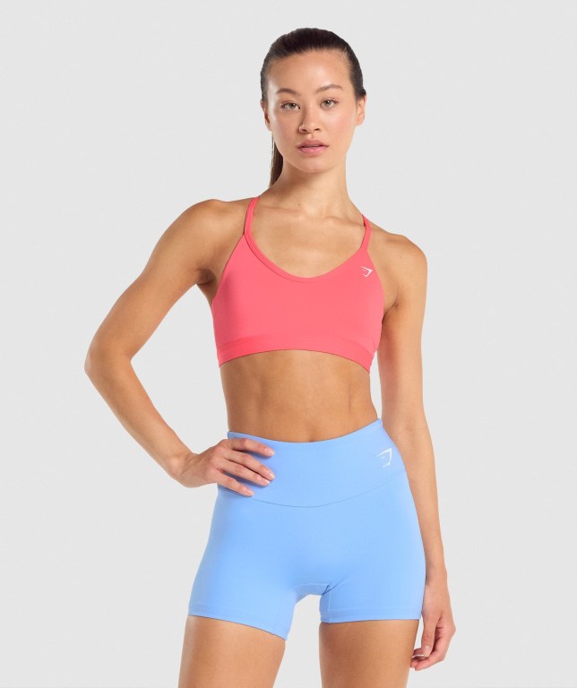 Gymshark V Neck Antrenman Spor Sütyeni Kadın Pembe | 785-ZVRJMW