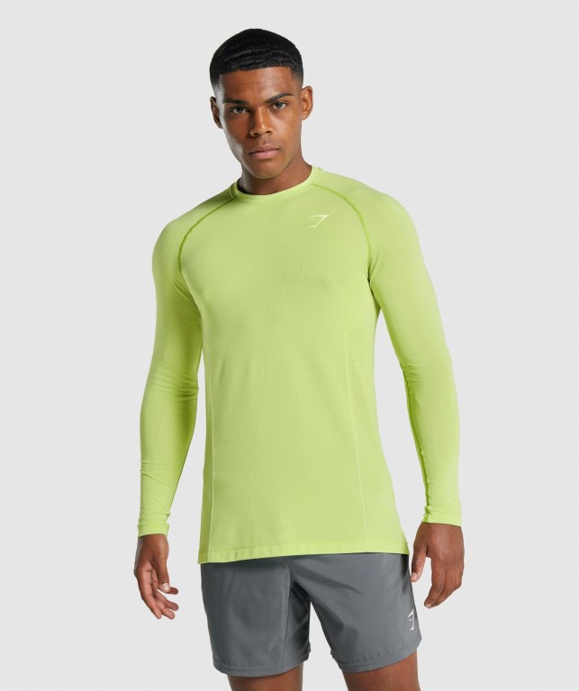 Gymshark Vital Light Seamless Tişört Erkek Sarı | 014-HDRATJ