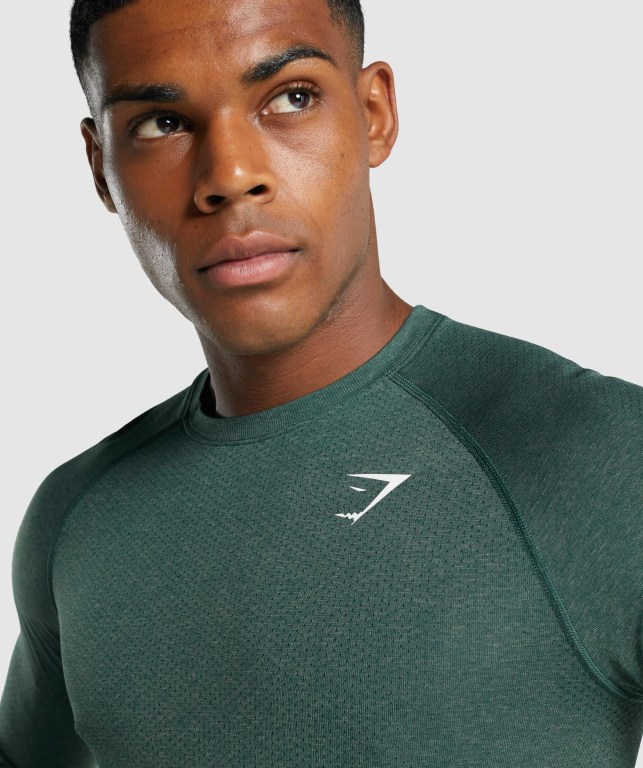 Gymshark Vital Light Seamless Tişört Erkek Koyu Yeşil | 245-EWMASX