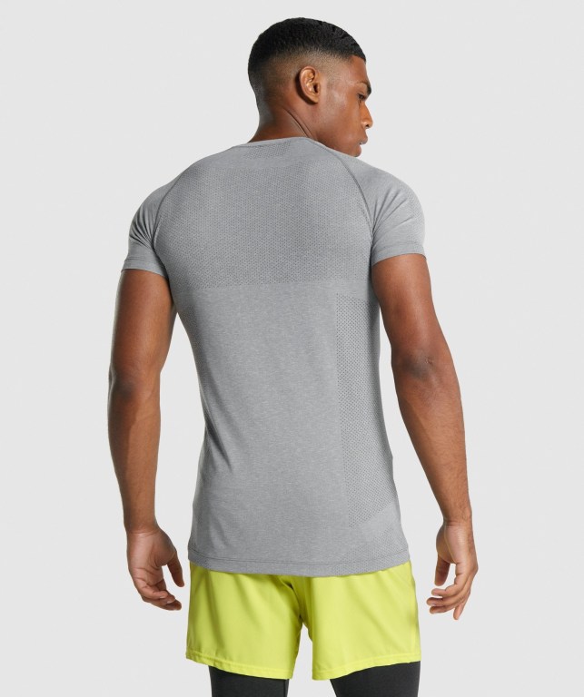 Gymshark Vital Light Seamless Tişört Erkek Gri | 269-SDBNAU