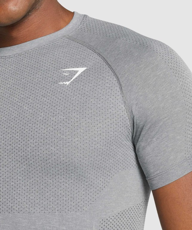 Gymshark Vital Light Seamless Tişört Erkek Gri | 269-SDBNAU