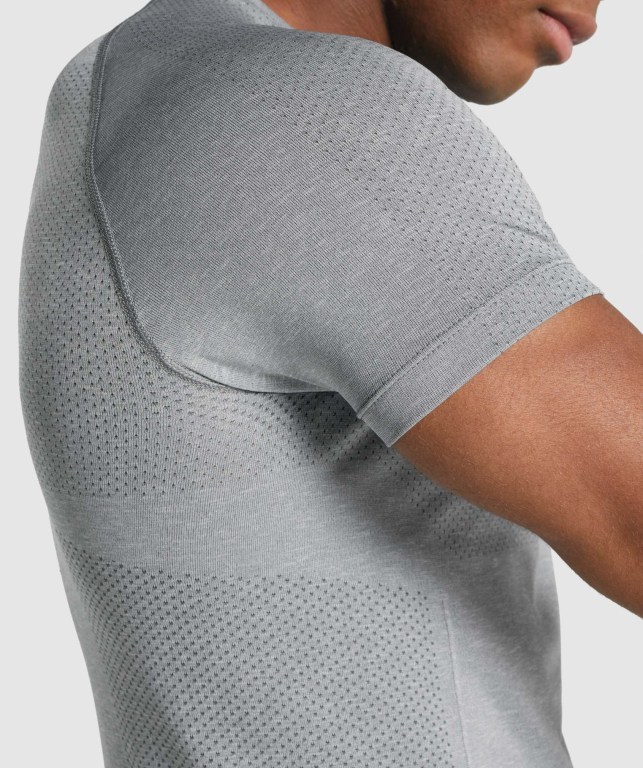 Gymshark Vital Light Seamless Tişört Erkek Gri | 269-SDBNAU