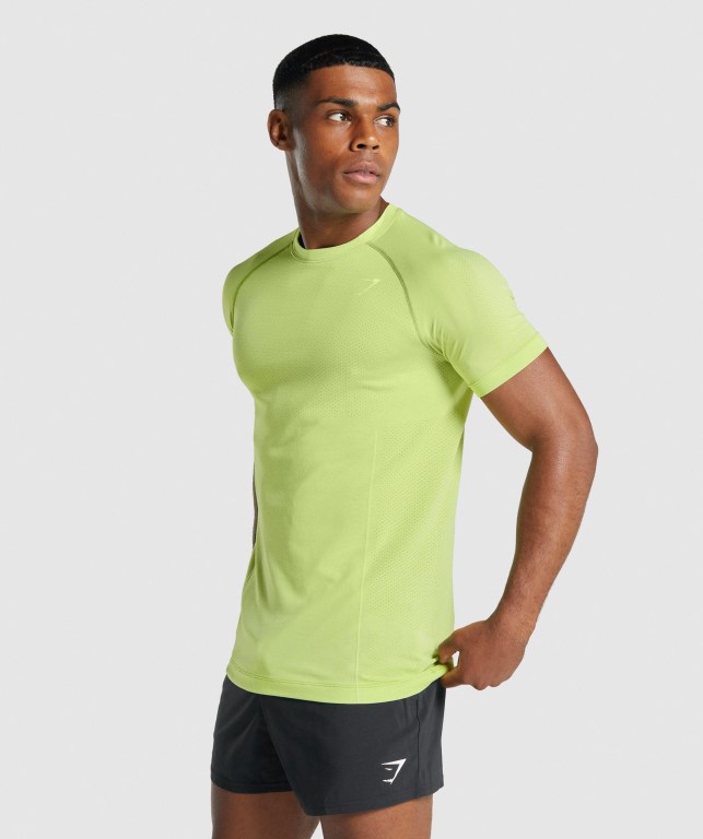 Gymshark Vital Light Seamless Tişört Erkek Sarı | 402-AXYBTE