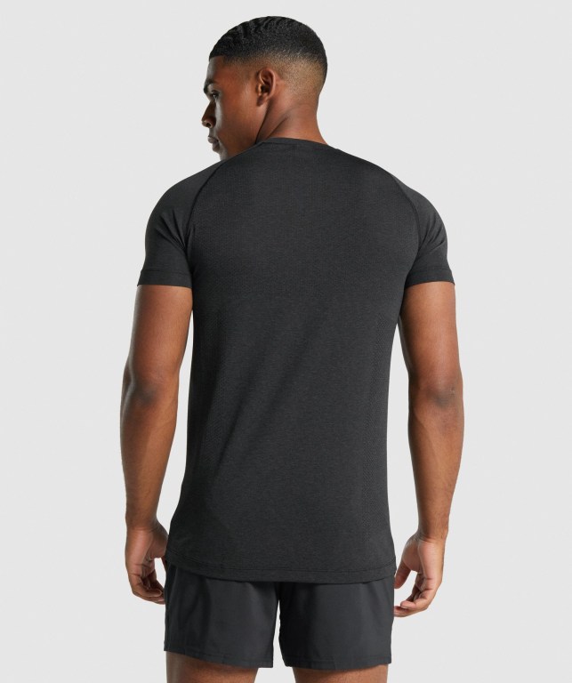 Gymshark Vital Light Seamless Tişört Erkek Siyah | 857-JTFMEK