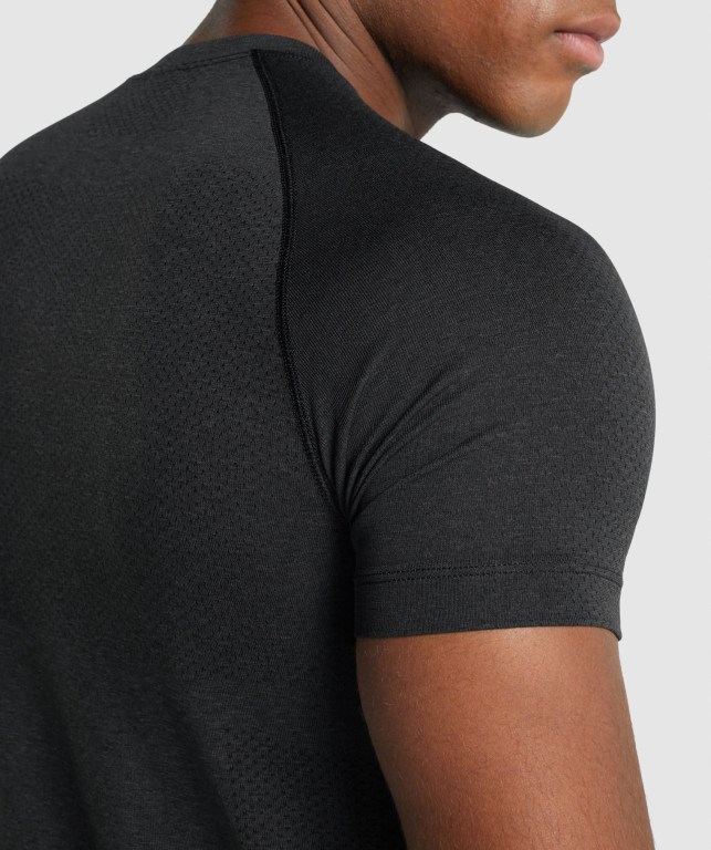 Gymshark Vital Light Seamless Tişört Erkek Siyah | 857-JTFMEK