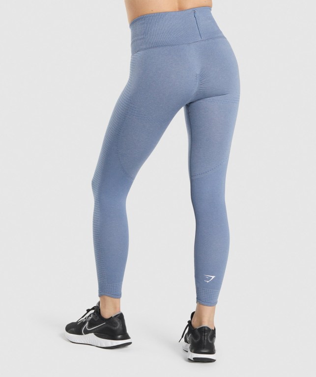 Gymshark Vital Rise Seamless High Waisted Tayt Kadın Mavi | 203-MSTUNI