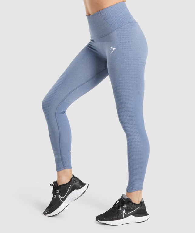 Gymshark Vital Rise Seamless High Waisted Tayt Kadın Mavi | 203-MSTUNI