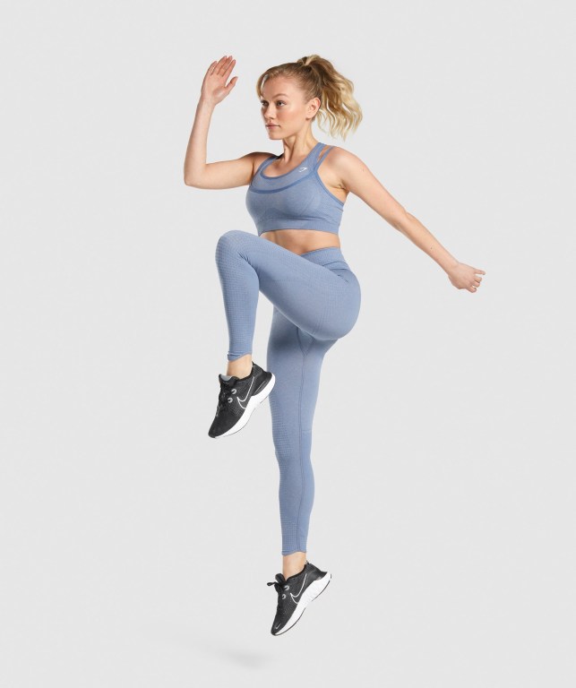 Gymshark Vital Rise Seamless High Waisted Tayt Kadın Mavi | 203-MSTUNI