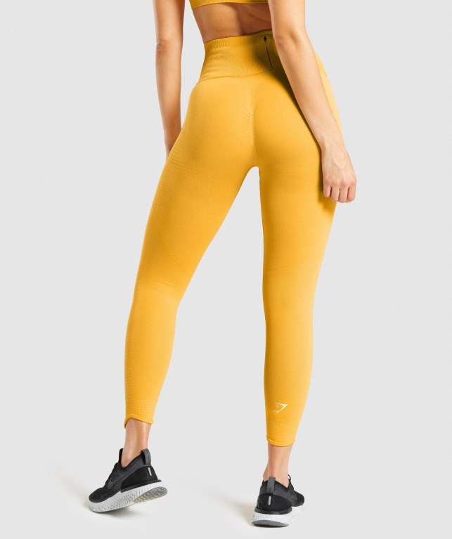 Gymshark Vital Rise Seamless High Waisted Tayt Kadın Sarı | 605-DZRKSL