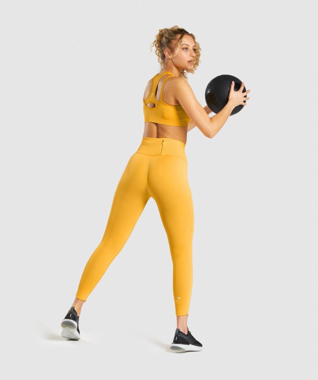 Gymshark Vital Rise Seamless High Waisted Tayt Kadın Sarı | 605-DZRKSL