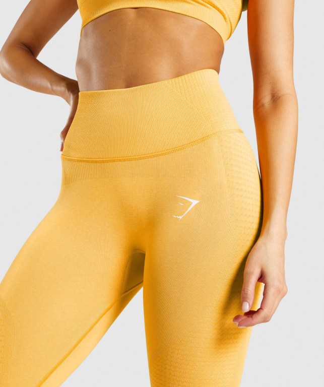 Gymshark Vital Rise Seamless High Waisted Tayt Kadın Sarı | 605-DZRKSL