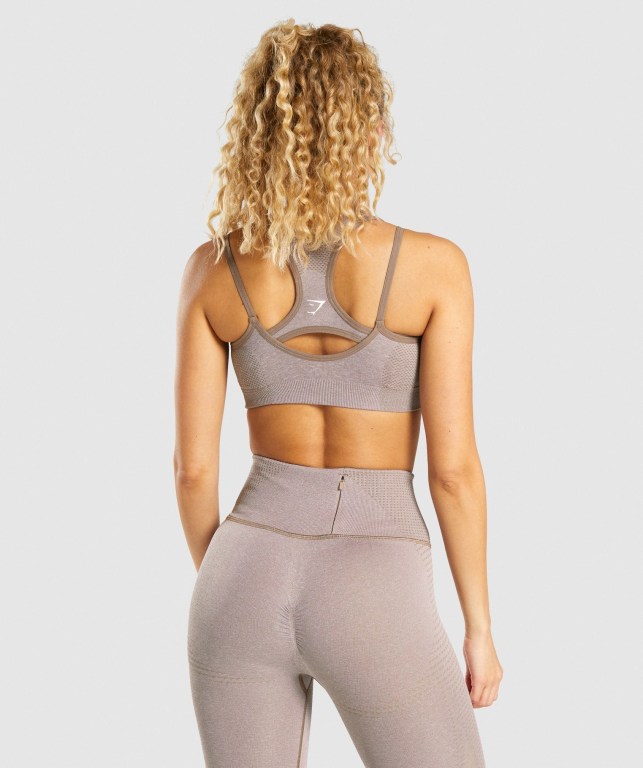 Gymshark Vital Rise Seamless Spor Sütyeni Kadın Gri Kahverengi | 932-AFYHPN