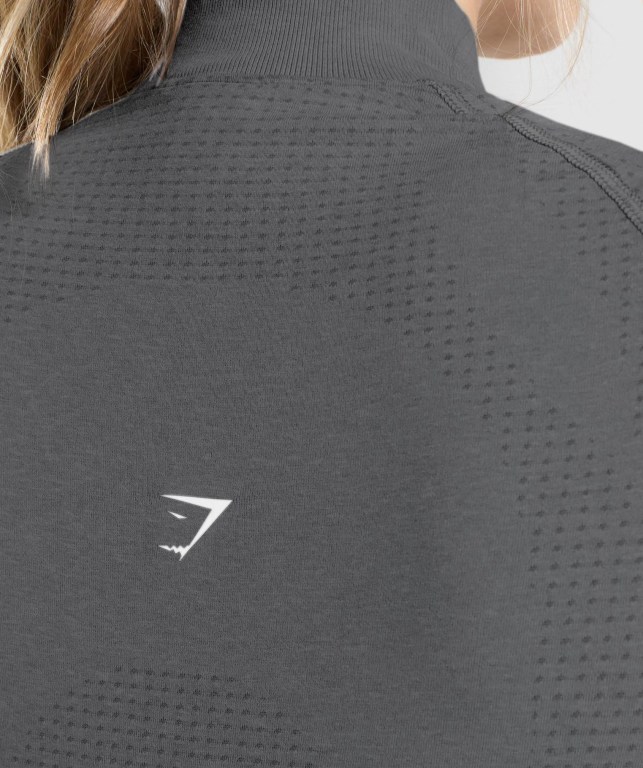 Gymshark Vital Seamless 2.0 1/2 Zip Kapüşonlu Sweatshirt Kadın Gri | 621-OWGQXR