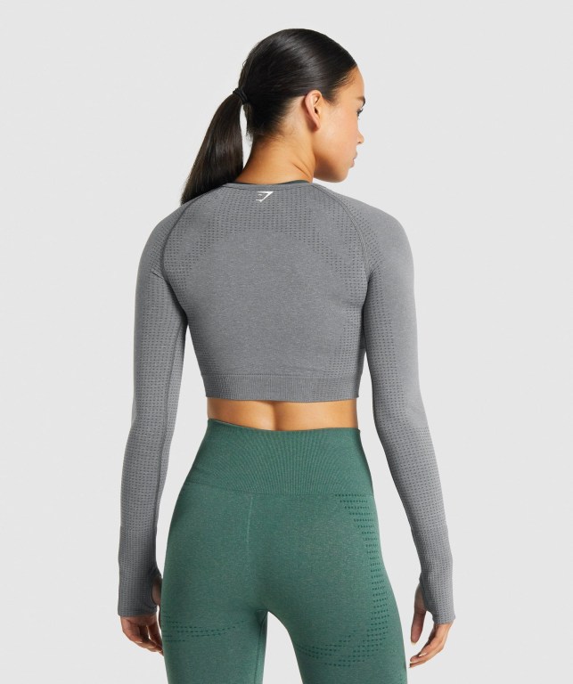 Gymshark Vital Seamless 2.0 Crop Top Tişörtü Kadın Gri | 327-UEKISY