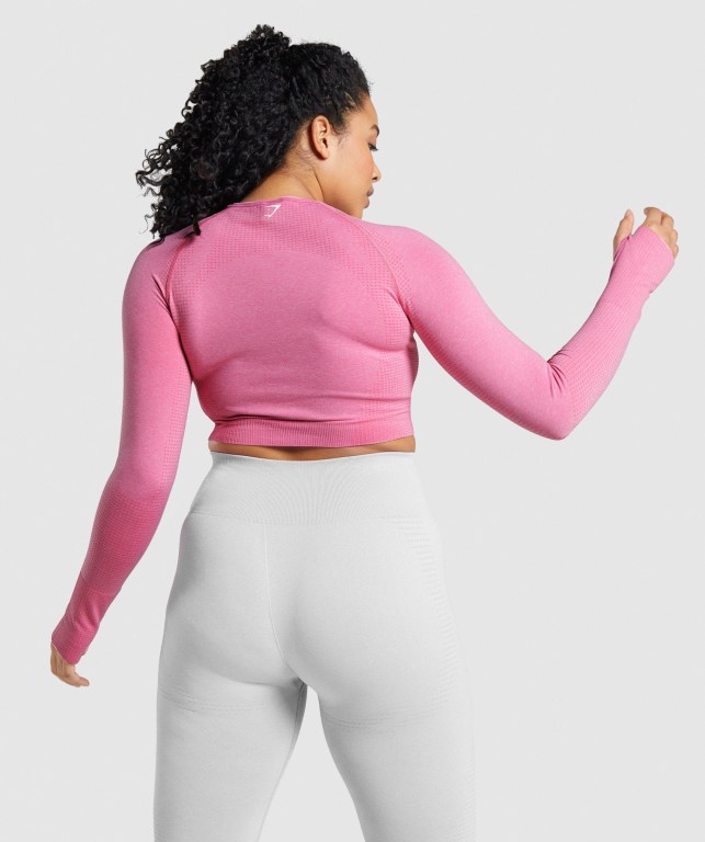 Gymshark Vital Seamless 2.0 Crop Top Tişörtü Kadın Pembe | 459-GLNKIY