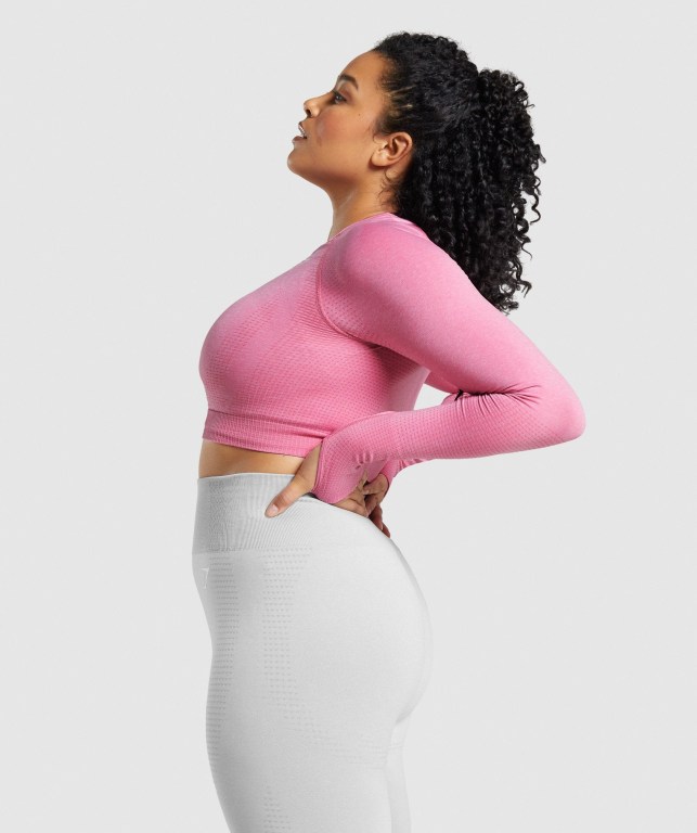 Gymshark Vital Seamless 2.0 Crop Top Tişörtü Kadın Pembe | 459-GLNKIY