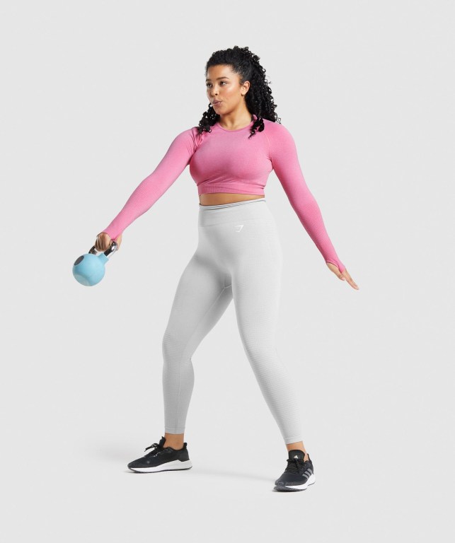 Gymshark Vital Seamless 2.0 Crop Top Tişörtü Kadın Pembe | 459-GLNKIY