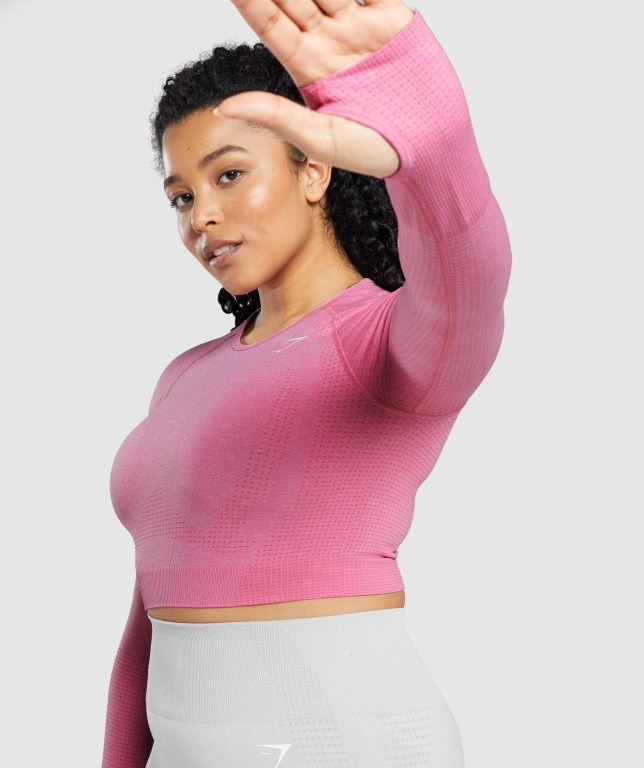 Gymshark Vital Seamless 2.0 Crop Top Tişörtü Kadın Pembe | 459-GLNKIY