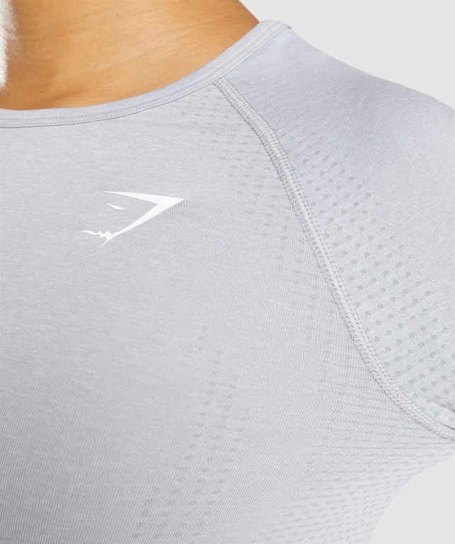 Gymshark Vital Seamless 2.0 Crop Top Tişört Kadın Açık Gri | 584-WGYMDE