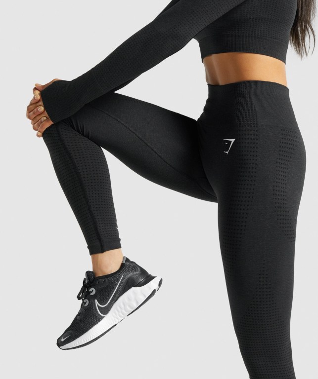 Gymshark Vital Seamless 2.0 High Waisted Tayt Kadın Siyah | 601-FCPTKU