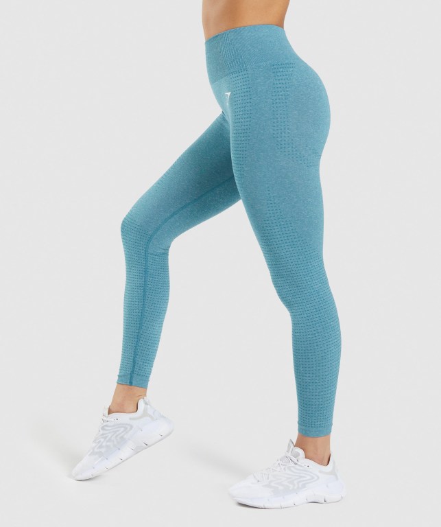 Gymshark Vital Seamless 2.0 High Waisted Tayt Kadın Turkuaz | 645-KHOSVC