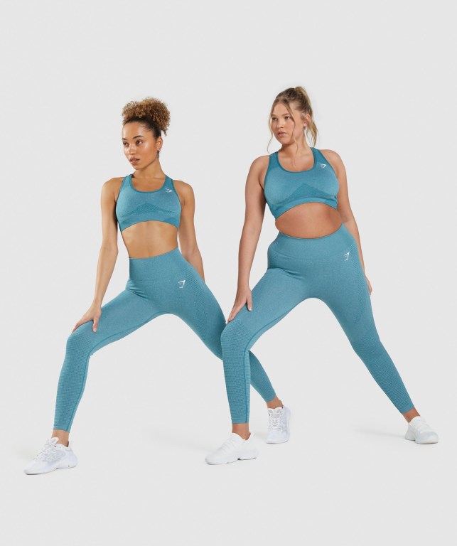 Gymshark Vital Seamless 2.0 High Waisted Tayt Kadın Turkuaz | 645-KHOSVC