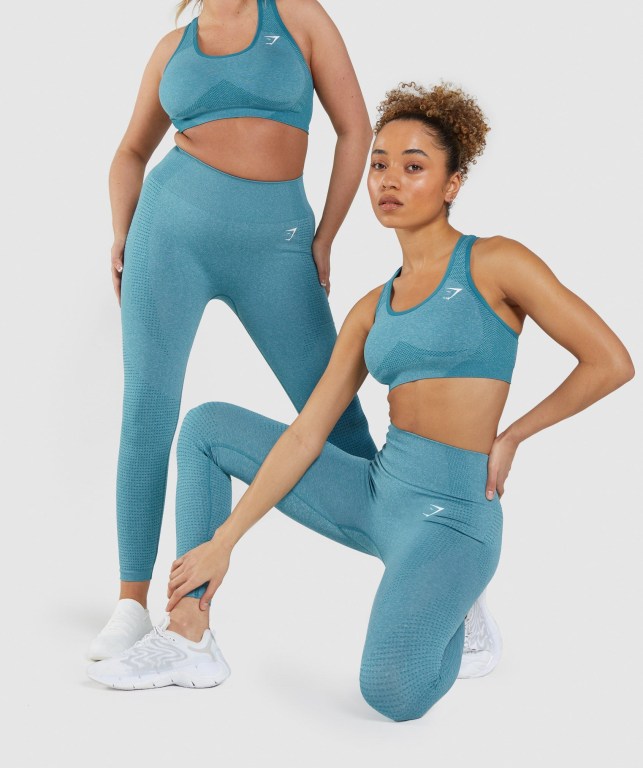 Gymshark Vital Seamless 2.0 High Waisted Tayt Kadın Turkuaz | 645-KHOSVC