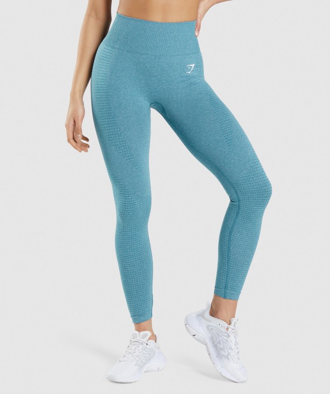 Gymshark Vital Seamless 2.0 High Waisted Tayt Kadın Turkuaz | 645-KHOSVC