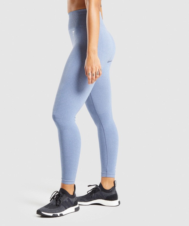 Gymshark Vital Seamless 2.0 High Waisted Tayt Kadın Mavi | 761-TGOHNQ